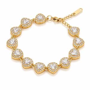 Colección de Pulseras de Cristal, 9 Estilos: Redondas, Corazón, Flor, Rectangulares, Halo, CZ, Chapado en Oro PVD de 18K, Juego de Pulseras para Mujer, Venta al Por Mayor - Product Image 5