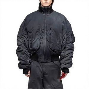 OEM Vintage Washed Bomber <b>Jacket</b> Unisex Oversized Heavyweight <b>Racing</b> <b>Jacket</b> Men Streetwear Casual Outerwear Custom Logo - Product Image 4