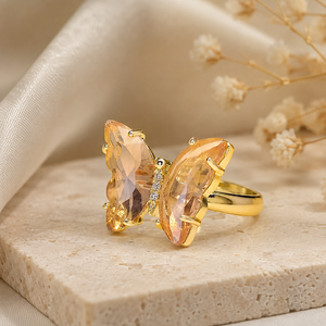 Anello Aperto a Farfalla dal Design Creativo, Regolabile, per Uso Quotidiano Femminile - Product Image 1