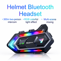 Casque de moto 5.3 avec interphone bidirectionnel 300M, éclairage RGB, double mode, mixage, IPX6, commande vocale IA, 1000mAh