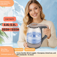 Bouilloire électrique mini en acier inoxydable grande capacité, contrôle par thermostat, arrêt automatique, capacité 2L, usage domestique, transfrontalière