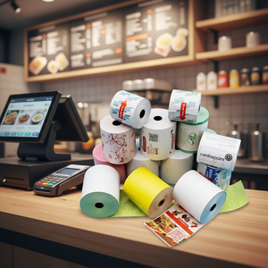 Rollo Térmico Premium Personalizado 80x80 57x40mm para Recibos de Caja, Terminal POS, <span class=keywords><strong>Cajero</strong></span> Automático, Banco, Restaurante, Supermercado - Product Image 1