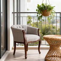 Fauteuils de loisirs en velours de style vintage avec pieds en bois massif incurvés et dossier à boutons pour salon