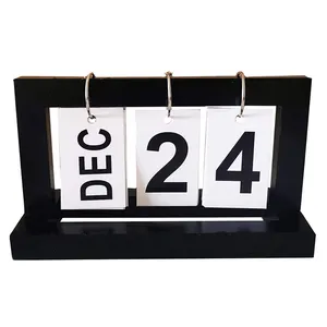 Calendario da tavolo in legno riutilizzabile creativo da tavolo da ufficio permanente da tavolo