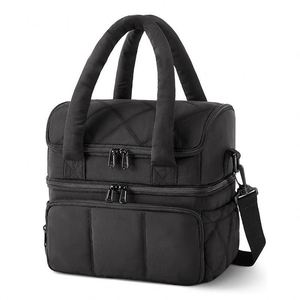 Double Layers Cooler Bag with Quilted Fluffy Design for Women - Product Image 5