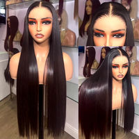 Perruques Lace Front en Cheveux Humains Cambodgiens Lisses, Vierge Non Traitée, Cuticules Alignées, 13x6 HD, pour Femmes Noires - Vente en Gros