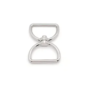 Handbag Metal Manufacturer 40mm Double Connecting Nickel Swivel D Ring Buckle for Bag