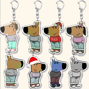 Regalo de Navidad: Llavero de acrílico con cabeza de perro de dibujos animados, estilo meme 'Just a Chill Guy', diseño 'Cold Guy' - Product Image 1