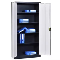Armoire de classement en acier à double porte, 5 niveaux, moderne, noir/blanc, résistante à la poussière et à l'eau, grande capacité de rangement, pour la maison, le bureau, la salle de sport, l'école