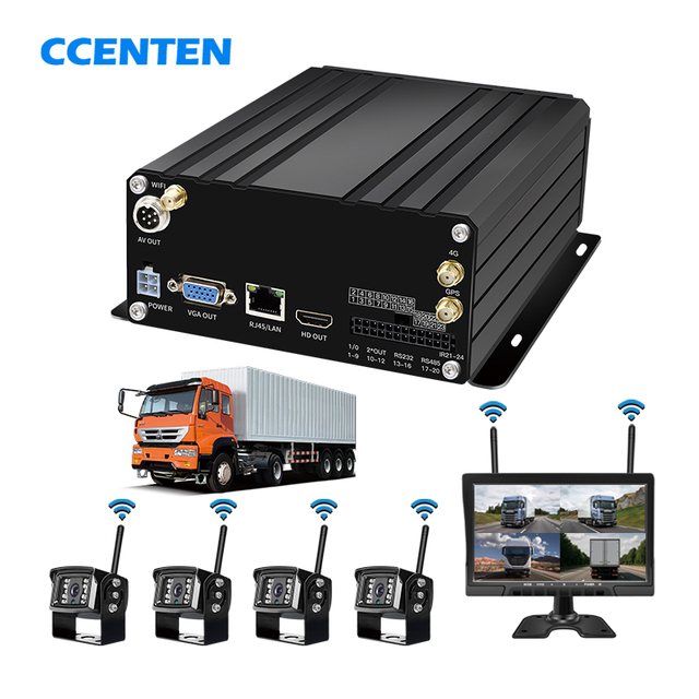 CCENTEN 4CH HDD 4G GPS WIFI Wireless MNVR System 1080P Wireless Camera Mobile Viewing Fleet Tracking CMSV7 for Truck Bus Lorry