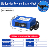 Paket Baterai Li-ion Polymer 12V 3000mAh - Layar Tampilan + Kabel DC untuk Perangkat 12V & Daya Cadangan 1260110 9060100