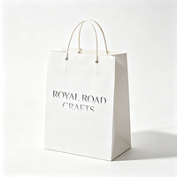 Sac fourre-tout en papier kraft recyclable de luxe blanc avec logo personnalisé imprimé en argent à chaud ROYAL ROAD CRAFTS Portable Shopping