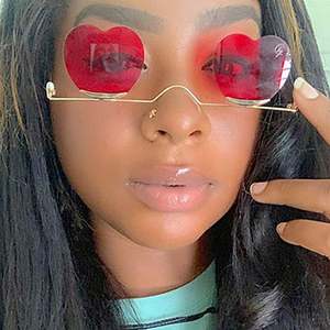 Gafas de Sol de Moda 2020, Estilo Vintage, Unisex, para Fiesta, Lentes Degradadas, Sin Montura, con Forma de Corazón Rojo - Product Image 1
