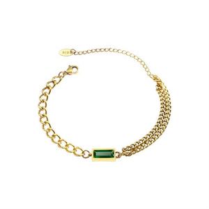 Set di gioielli da donna con orecchini a forma di bracciale con zirconi cubici taglio smeraldo Set di gioielli con pietre preziose quadrate geometriche colorate - Product Image 5