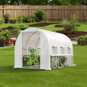 <b>Mini</b> Walk In Garden Greenhouse PVC <b>Frame</b> 6x8 Ft With Ventilation Windows For Outdoor Plant Growing - Product Image 2