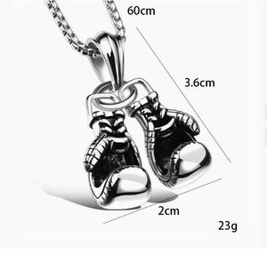 Collana in acciaio al titanio <span class=keywords><strong>con</strong></span> parole incise prepotente, alla moda e ciondolo in stile Punk, guanto da boxe Fitness retrò - Product Image 5