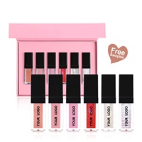 Ensemble de maquillage tendance personnalisé avec logo, 6 couleurs, rouge à lèvres liquide hydratant, imperméable, mat, kit de rouge à lèvres