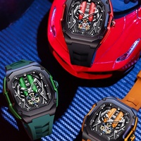 Montre Homme Squelette F1 Super Car en Promotion, Mouvement Quartz, Étanche 3ATM, Chronographe pour Passionnés de Sport, Bracelet en Caoutchouc, Analogique, Design Cool