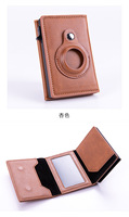 Portefeuille Pop-up AirTag en PU, Porte-cartes RFID Fin, Porte-monnaie Minimaliste en Cuir, Clip à Argent, Logo Personnalisé