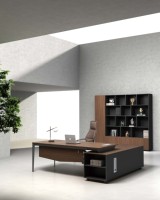 Scrivania Direzionale in Legno LIWEI, Design Moderno e Minimalista, Ampio Piano di Lavoro a L, Tavolo Professionale per Manager con Spazio di Archiviazione Personalizzabile