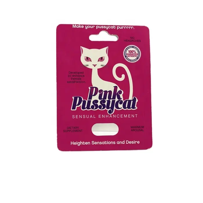 UV impreso Rosa gatito tarjetas de papel para sexy de la tableta para las mujeres/hombre mejora píldora embalaje rinoceronte 69 725K 3D tarjetas