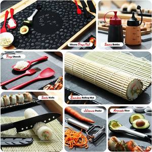 Kit de fabrication de sushis 42 Kit de fabricant de <span class=keywords><strong>sushi</strong></span> bricolage avec <span class=keywords><strong>cuiseur</strong></span> à <span class=keywords><strong>riz</strong></span> rouleau moule couteau bambou tapis roulant épandeur hacher - Product Image 2