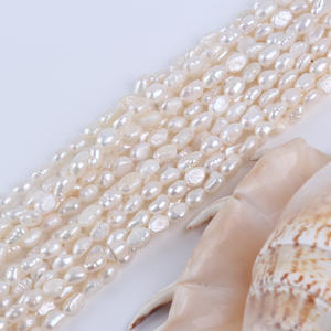 Perles d'eau douce naturelles de Zhuji, 5-6 mm, à deux faces, légères, à trou droit, faites à la main, semi-finies, perles en vrac pour la création - Product Image 5