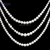 LEDA Nouveauté Guirlandes Élégantes en Tissu et Boules de Mousse Rideaux Géants en Perles Artificielles Blanc/Couleur Personnalisée