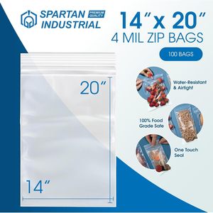 Reclosable Zip Bags 14 X 20 Inch 4 Mil Heavy Duty Food Safe <b>Storage</b> For <b>Clothes</b> Electronics Toys - Product Image 2