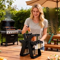 Étagère à Épices Rotative Exclusive Transfrontalière avec 18 Bouteilles – Présentoir à Assaisonnements en Verre Pivotant Spécial Cuisine