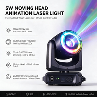 Igracelite 5W RGB Moving Head Laser Light avec animation 3D, anneau LED Wash, DMX512, éclairage de scène pour DJ, discothèque, mariage