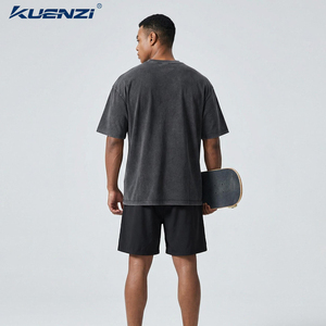 Camiseta Oversize para Hombre Kuenzi, 250GSM, Algodón Lavado, Estilo Vintage, Talla Grande 3XL, Cuello Redondo Relajado, Streetwear, Camiseta Lisa <span class=keywords><strong>de</strong></span> Verano, OEM RTS - Product Image 6