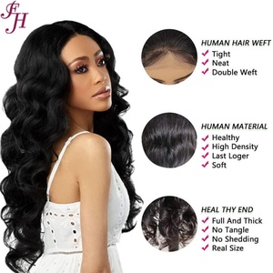 FH High Quality Full Thick 100% Unprocessed Natural Smooth Human Hair <b>Wig</b> 13x4 Transparent Lace Wavy Lace Frontal <b>Wigs</b> - Product Image 3