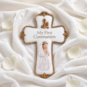 เรซินที่ไม่ซ้ำกัน My First Communion Praying Girl ศา<span class=keywords><strong>ส</strong></span>นา Wall Cross - Product Image 5