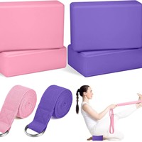 Ensemble de bandes d'étirement et de briques de yoga pour la pratique des sports et de la danse, couleur unie