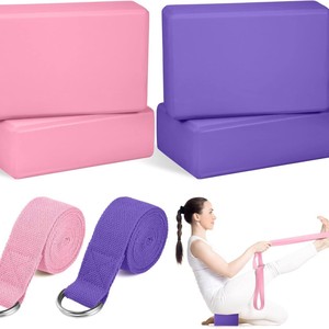 Practice Solid-Color Sports Splits And Dance <b>Yoga</b> <b>Bricks</b> Set Stretch Strap Set - Product Image 4
