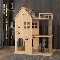 Structure d'escalade et nidification pour chat en bois massif, grande maison pour chat intégrée avec arbre à chat et design capsule pour la maison