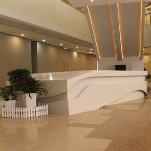Q039 Semi-Circular Shape High-<b>End</b> Modern Eco-Friendly UV Resistant Fiberglass Front Desk for School Hotel Lobby Spa Shopping - Product Image 6