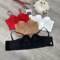 Vente en gros de bustiers corsets pour femmes, personnalisés, basiques, ajustables, en acier doré fantaisie, avec bretelles simples, style bustier, haut de soutien-gorge, corsets féminins