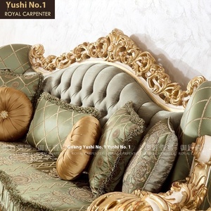 Ensemble de canapés en bois massif européen, style maison française, feuille <span class=keywords><strong>d</strong></span>'or sculptée, combinaison pour meubles de salon sur mesure - Product Image 4