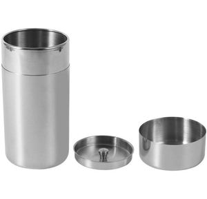 Wholesale 400ml 560ml Matcha Silver Stainless Steel Tea Canister with Double Lid Leak-Proof for Household <b>Food</b> Storage - Product Image 1