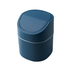 Modern Plastic Mini Trash Can with Lid Wastebasket for Bathroom Vanity, Desktop, Tabletop or Coffee Table