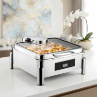 Chauffe-Plats Électrique en Acier Inoxydable 304 de 8L pour Buffet, Contrôle Manuel de la Température, Conception Séparée, Réchaud Hydraulique pour Hôtels