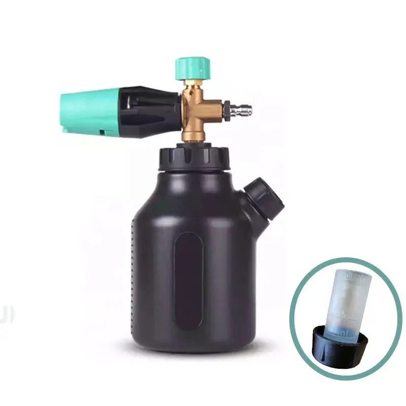 New SS High Pressure Snow Foam Lance 1/4" Quick Connector Foam Cannon Jet Water Spray Car Washing With 20ML Measuring Cup Black