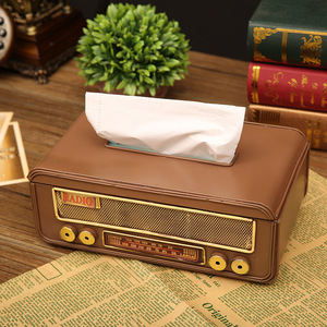 Boîte à mouchoirs Mystic Arts Retro Radio 4405G marron pour la maison, la voiture, le salon - Product Image 2