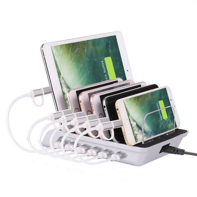 10.2A 6 Port Wireless Charger Universal Desktop Tablet Smartphone Laptop Multi-Device Hub Charging Dock