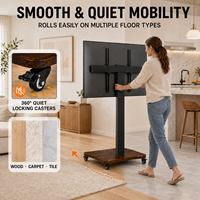Support TV motorisé en métal et bois de haute qualité avec prise de courant, pour téléviseurs de 32 à 75 pouces, capacité de 60 kg, mobile sur pied, hauteur réglable