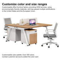 Ensemble bureau et chaise de bureau moderne et minimaliste pour deux personnes, poste de travail pour personnel avec armoire latérale à verrouillage intelligent et cloison