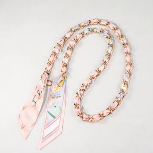 スタイリッシュな多色プリントスカーフユニークな金属チェーンストラップ多彩なおしゃれなバッグアクセサリークリエイティブDIYバッグデコレーション - Product Image 5