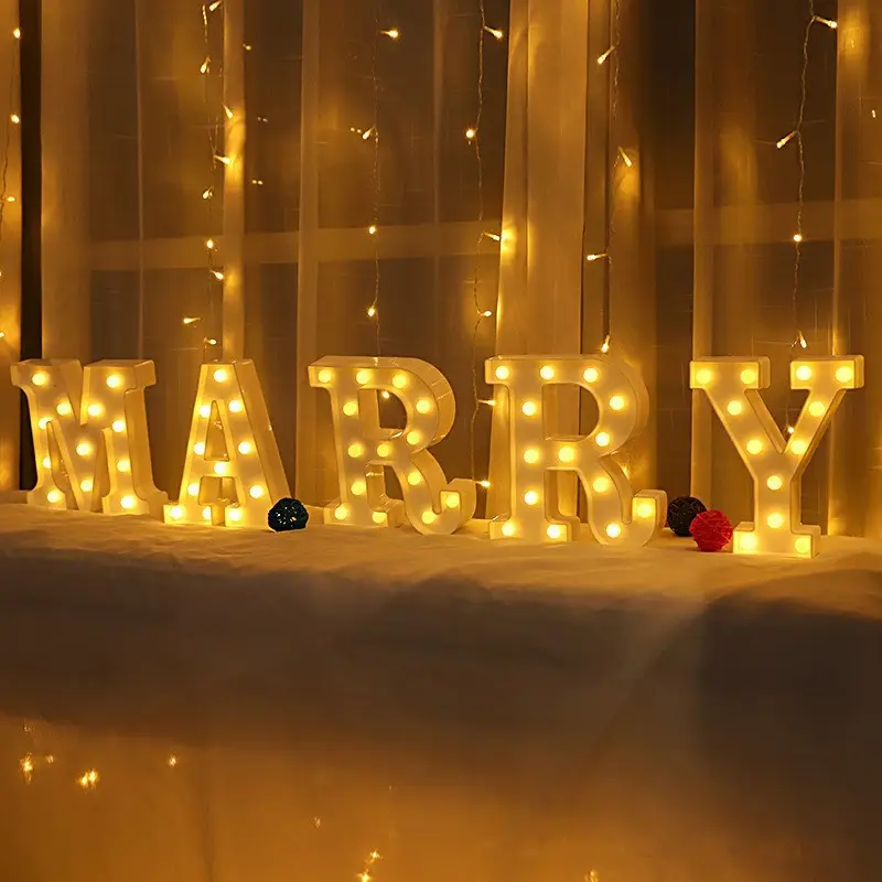 LEDバッテリー充電式番号Led MarryMeライトアップレターナイトライトギフトクリスマスサイン誕生日パーティー結婚式の装飾